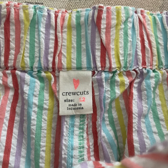 Crewcuts by JCrew Rainbow Seersucker Striped Shorts w/Ruffles Size 12 - Picture 3 of 4